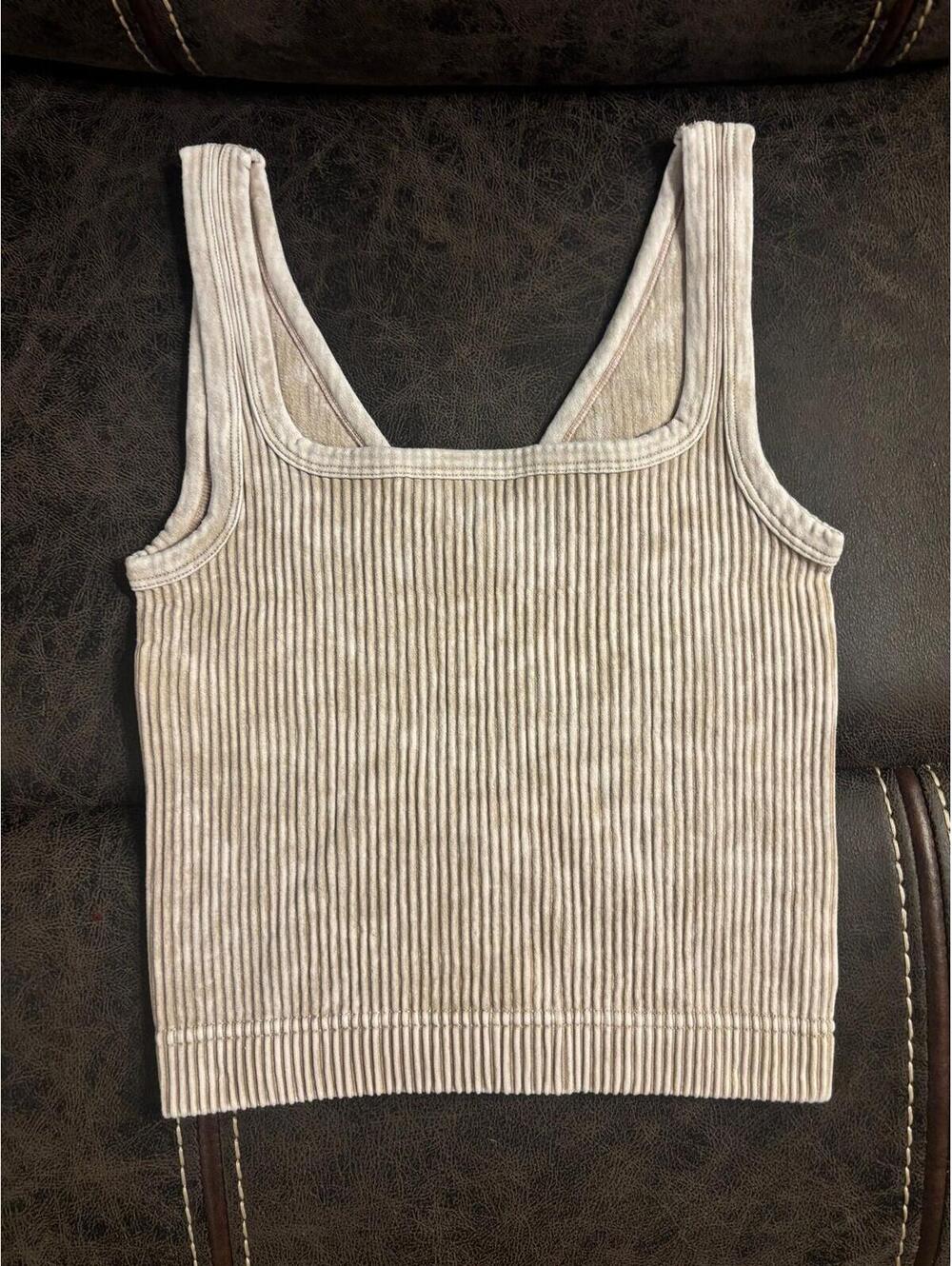 Ribbed Reversible Cropped Tank Top Brami Beige L/XL New In Poly Bag Seamless - Picture 2 of 3
